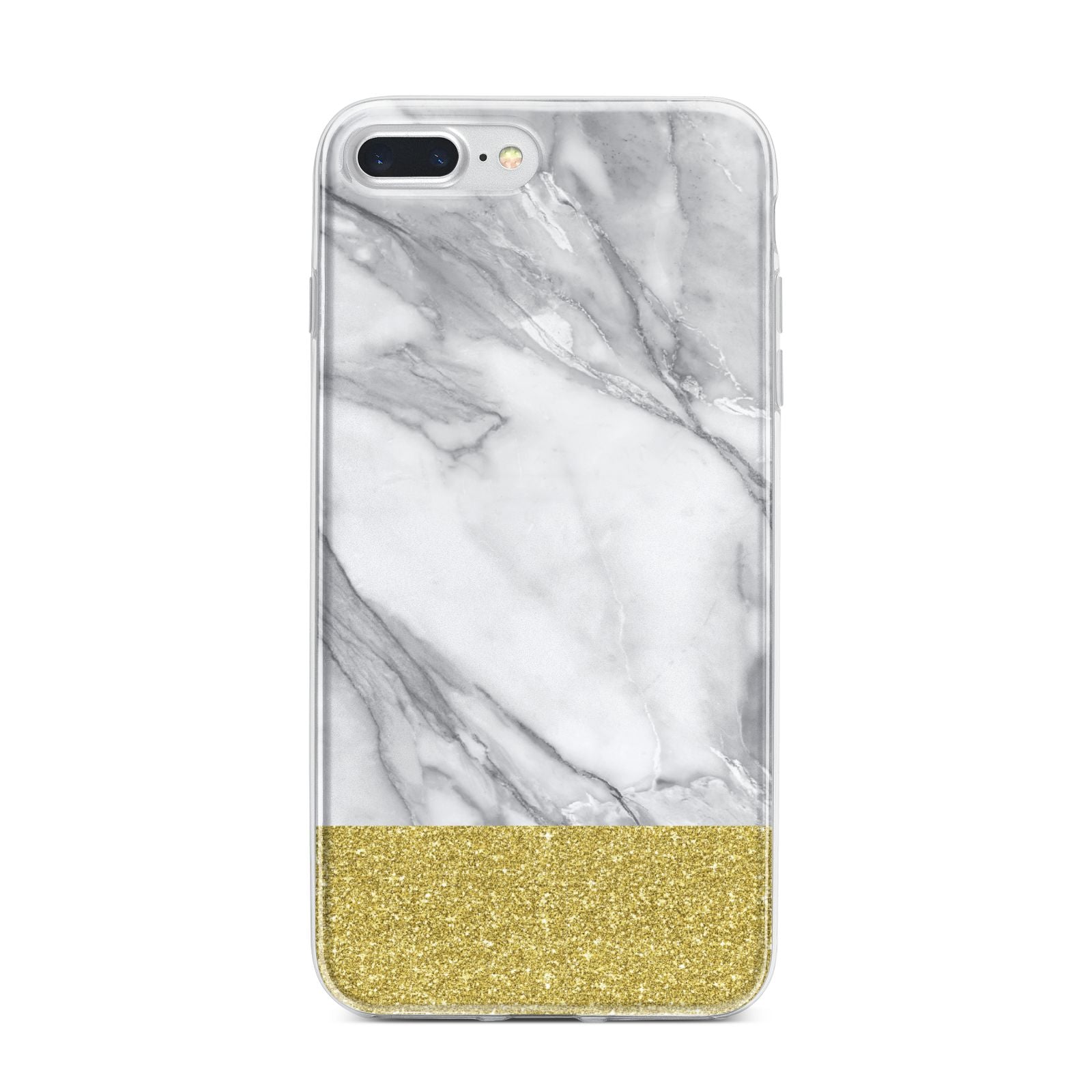 Marble Grey White Gold iPhone 7 Plus Bumper Case on Silver iPhone