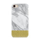 Marble Grey White Gold iPhone 8 3D Tough Case on Gold Phone