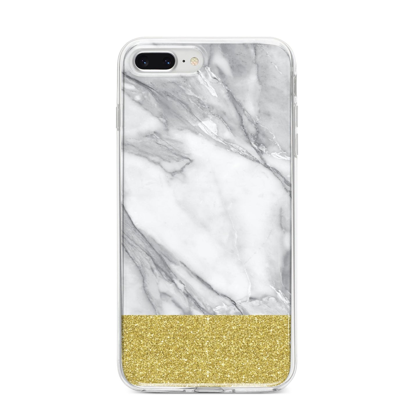 Marble Grey White Gold iPhone 8 Plus Bumper Case on Silver iPhone