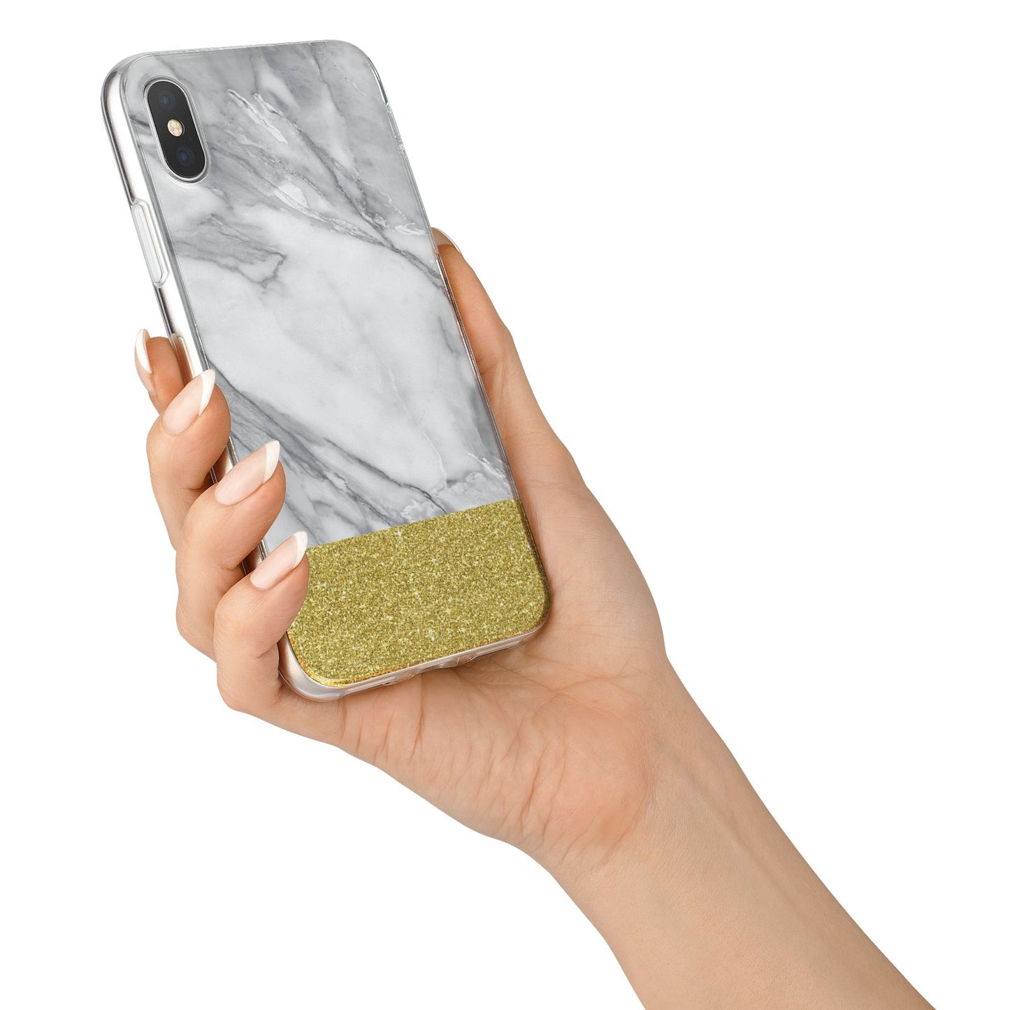 Marble Grey White Gold iPhone X Bumper Case on Silver iPhone Alternative Image 2