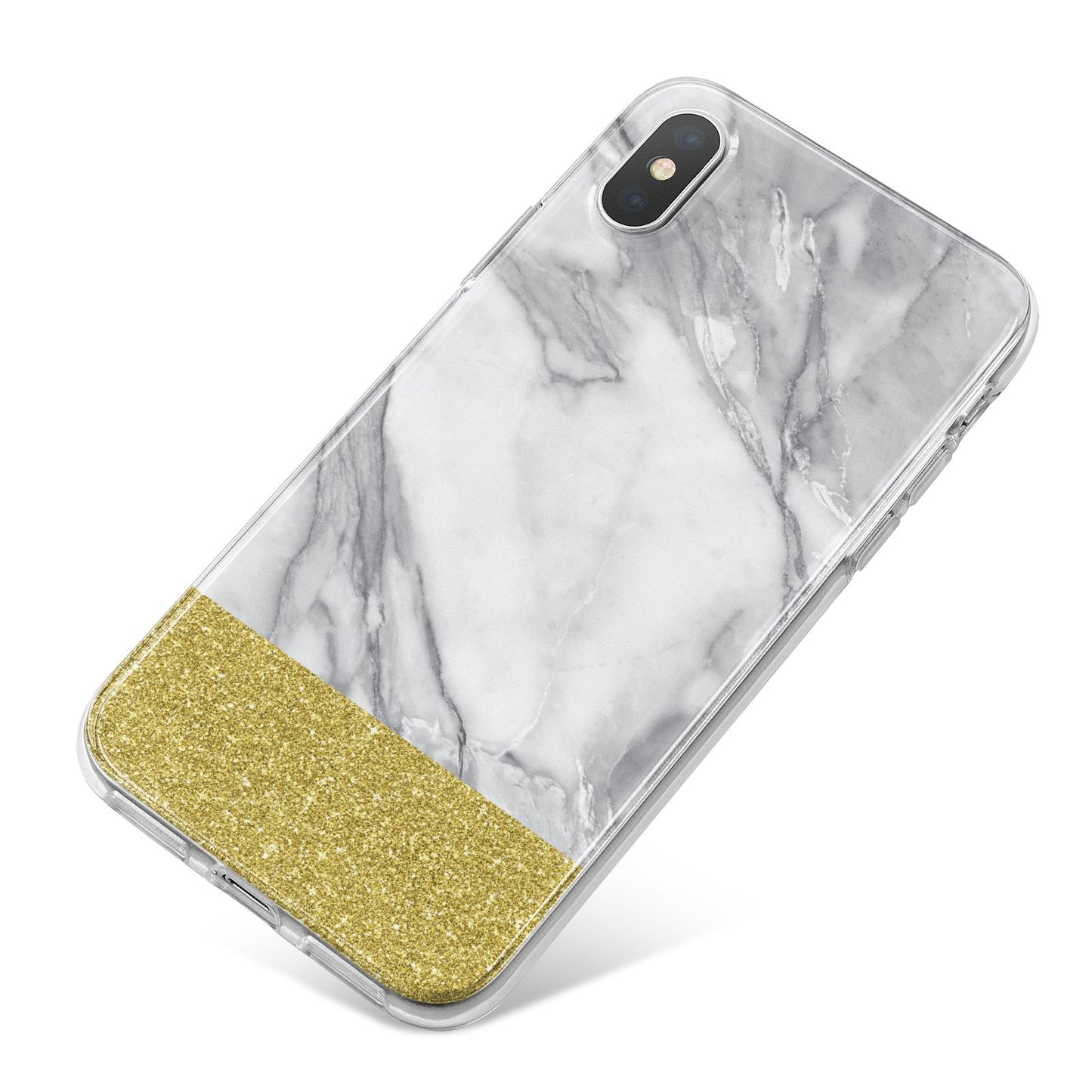Marble Grey White Gold iPhone X Bumper Case on Silver iPhone