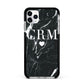 Marble Heart Initials Personalised Apple iPhone 11 Pro Max in Silver with Black Impact Case