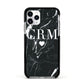 Marble Heart Initials Personalised Apple iPhone 11 Pro in Silver with Black Impact Case