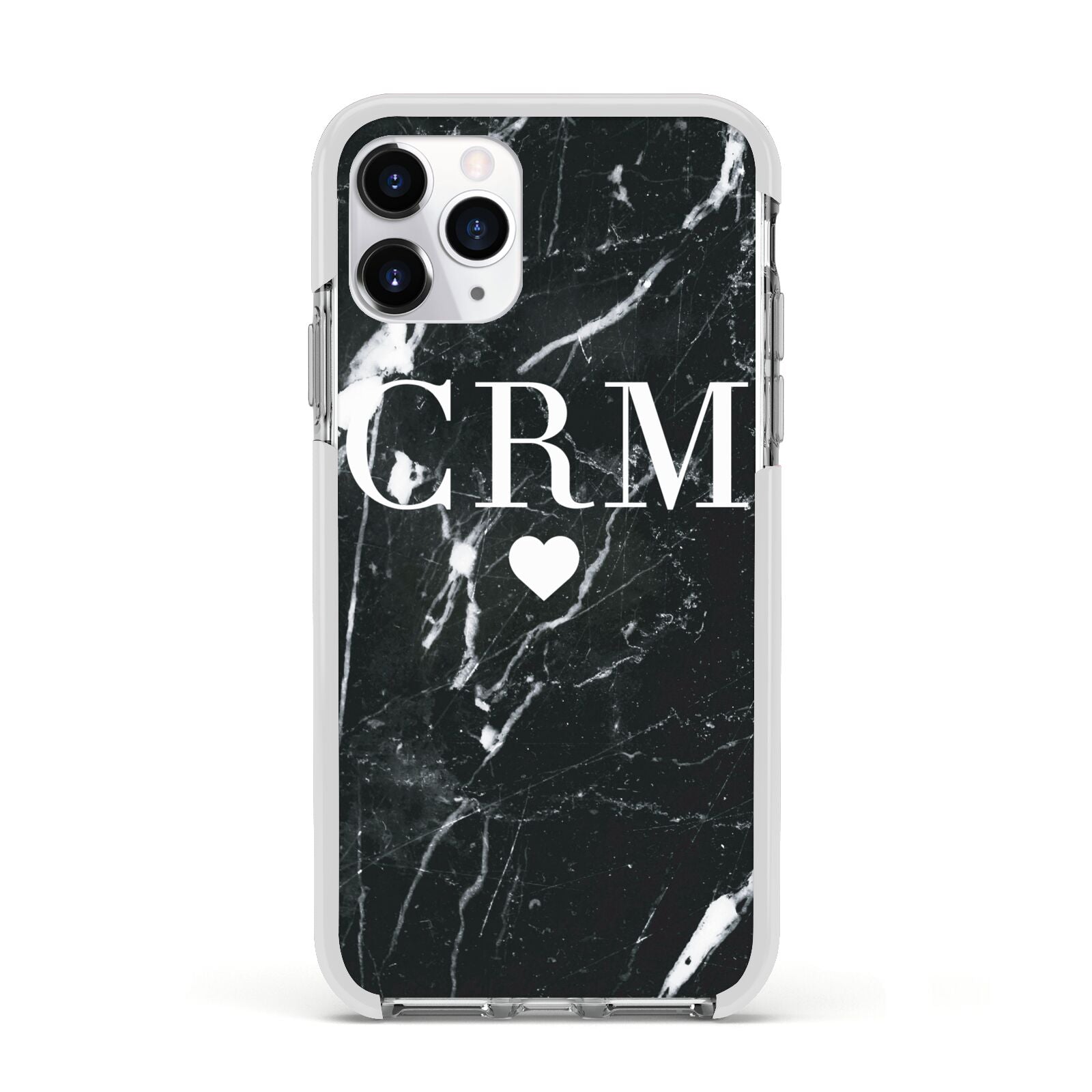 Marble Heart Initials Personalised Apple iPhone 11 Pro in Silver with White Impact Case