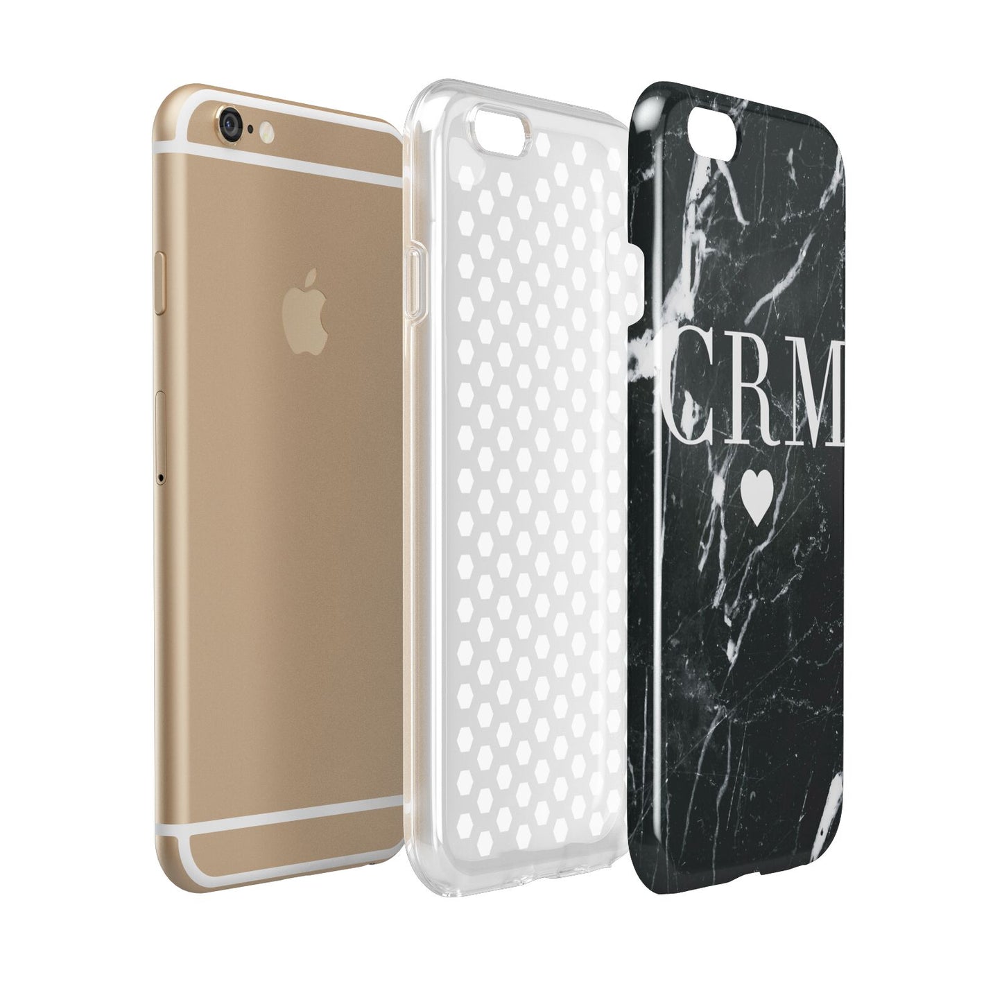Marble Heart Initials Personalised Apple iPhone 6 3D Tough Case Expanded view
