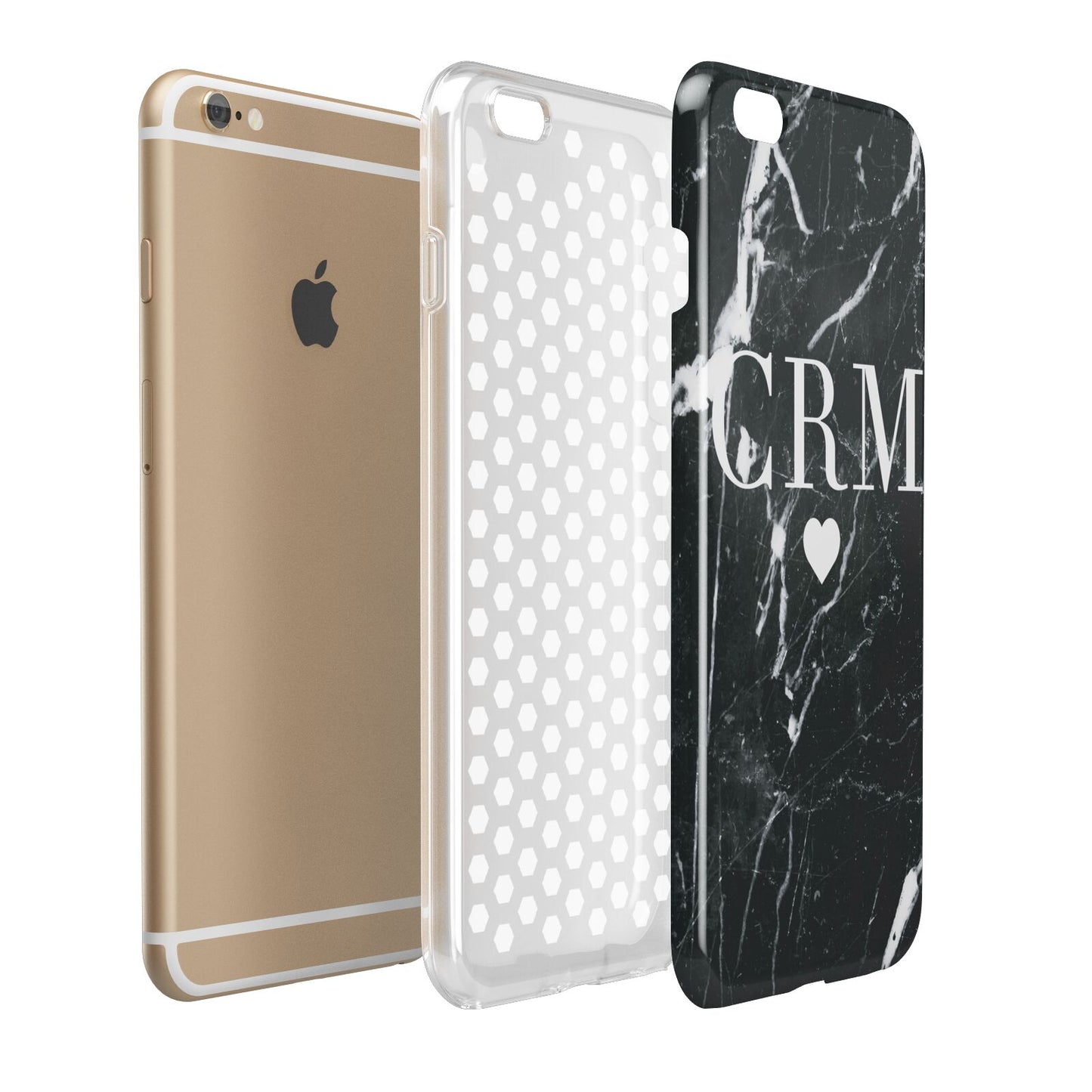 Marble Heart Initials Personalised Apple iPhone 6 Plus 3D Tough Case Expand Detail Image