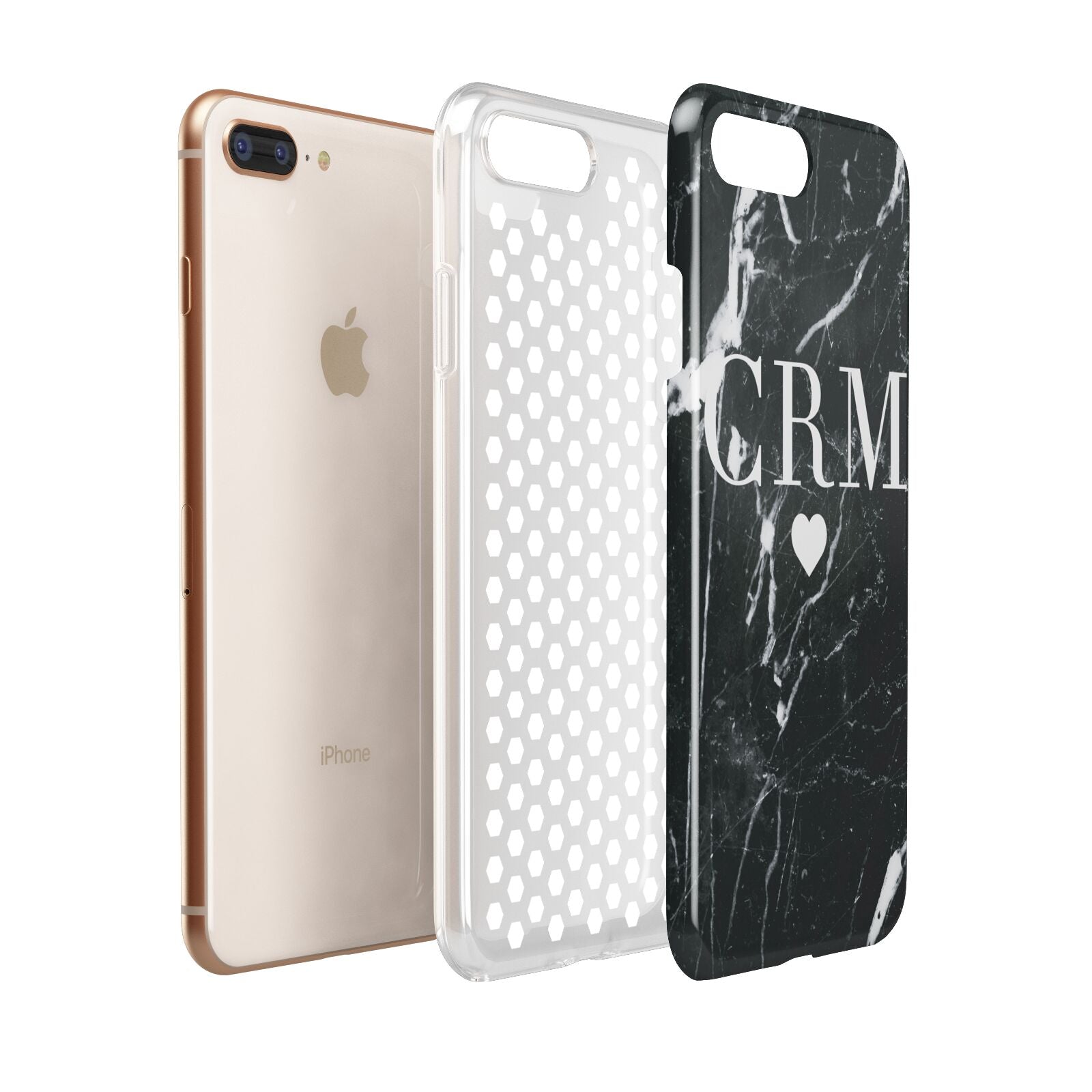 Marble Heart Initials Personalised Apple iPhone 7 8 Plus 3D Tough Case Expanded View
