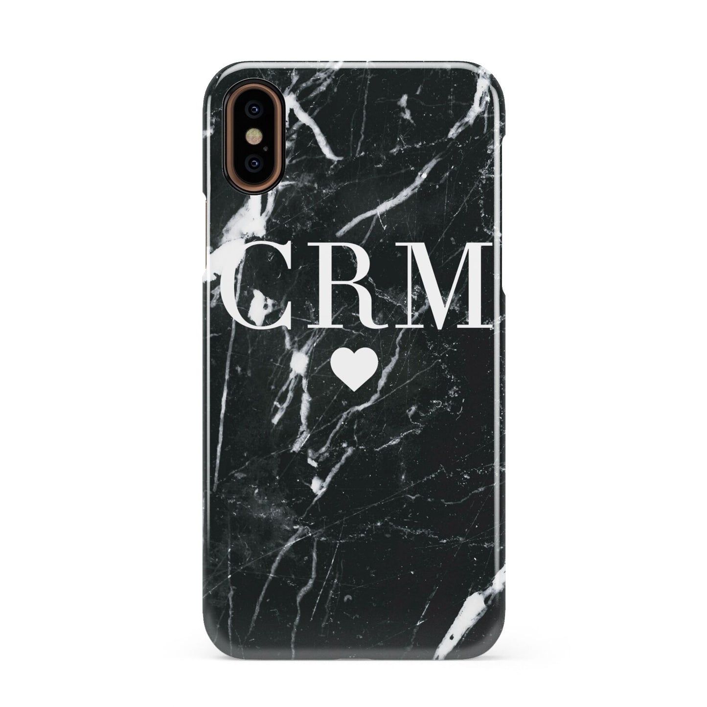 Marble Heart Initials Personalised Apple iPhone XS 3D Snap Case
