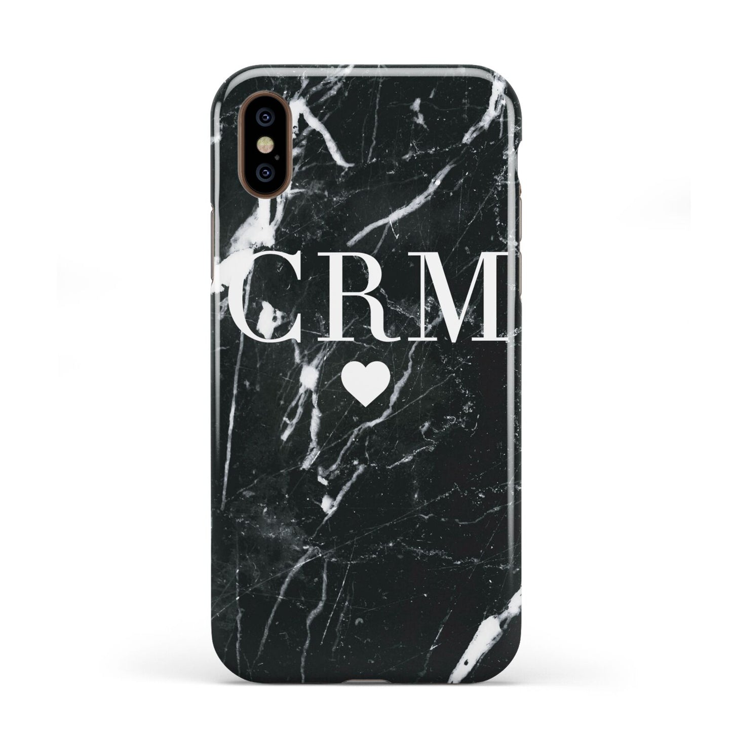 Marble Heart Initials Personalised Apple iPhone XS 3D Tough