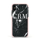Marble Heart Initials Personalised Apple iPhone Xs Impact Case Pink Edge on Black Phone