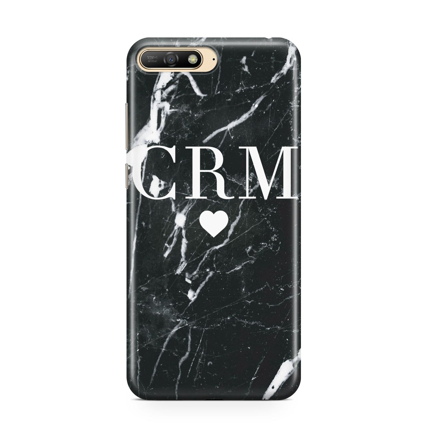 Marble Heart Initials Personalised Huawei Y6 2018