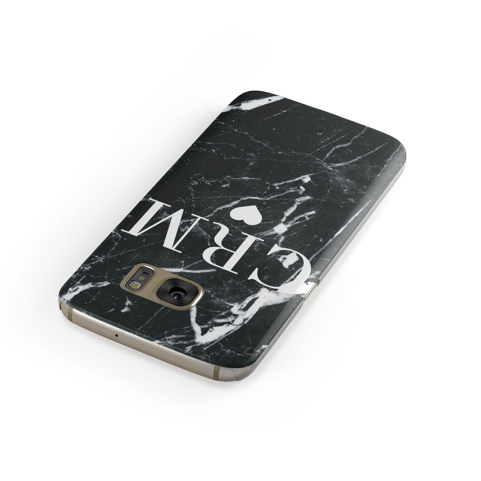 Marble Heart Initials Personalised Samsung Galaxy Case Front Close Up