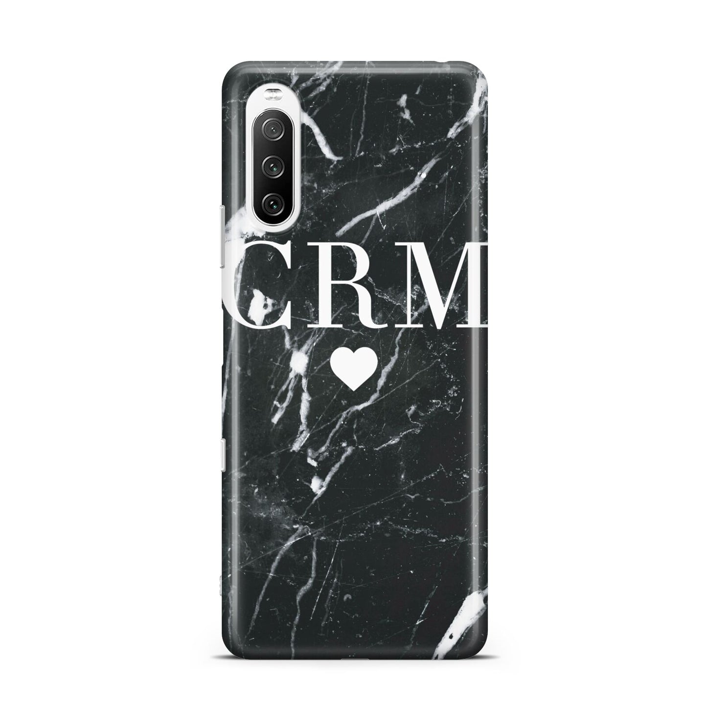 Marble Heart Initials Personalised Sony Xperia 10 III Case