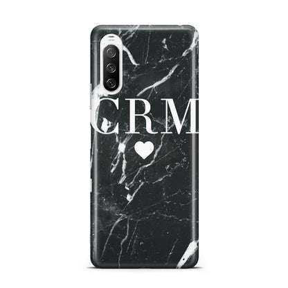 Marble Heart Initials Personalised Sony Xperia 10 III Case