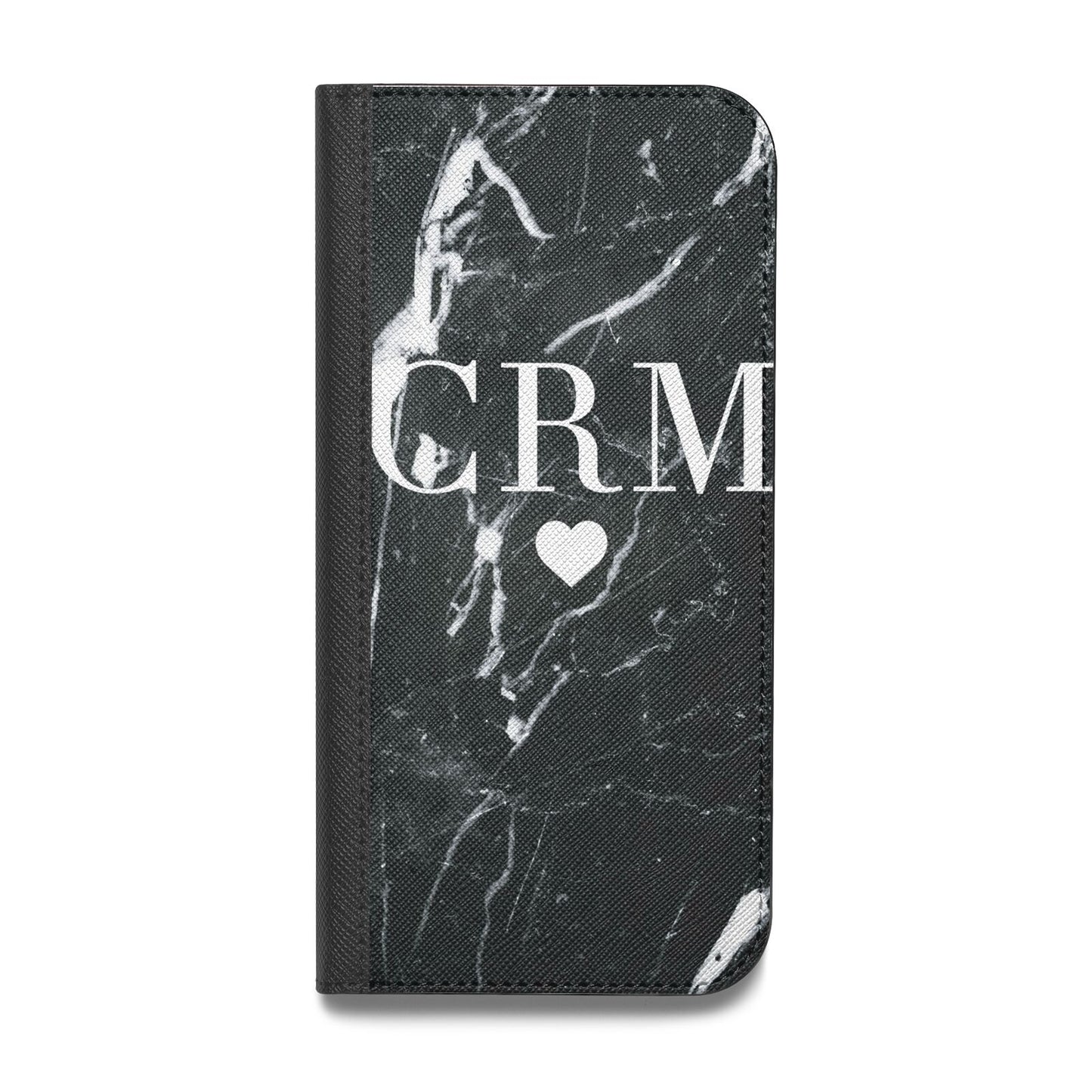 Marble Heart Initials Personalised Vegan Leather Flip Samsung Case
