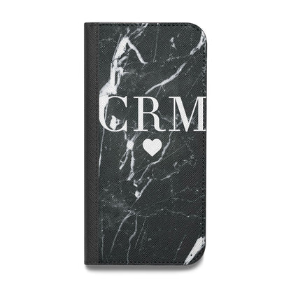 Marble Heart Initials Personalised Vegan Leather Flip iPhone Case