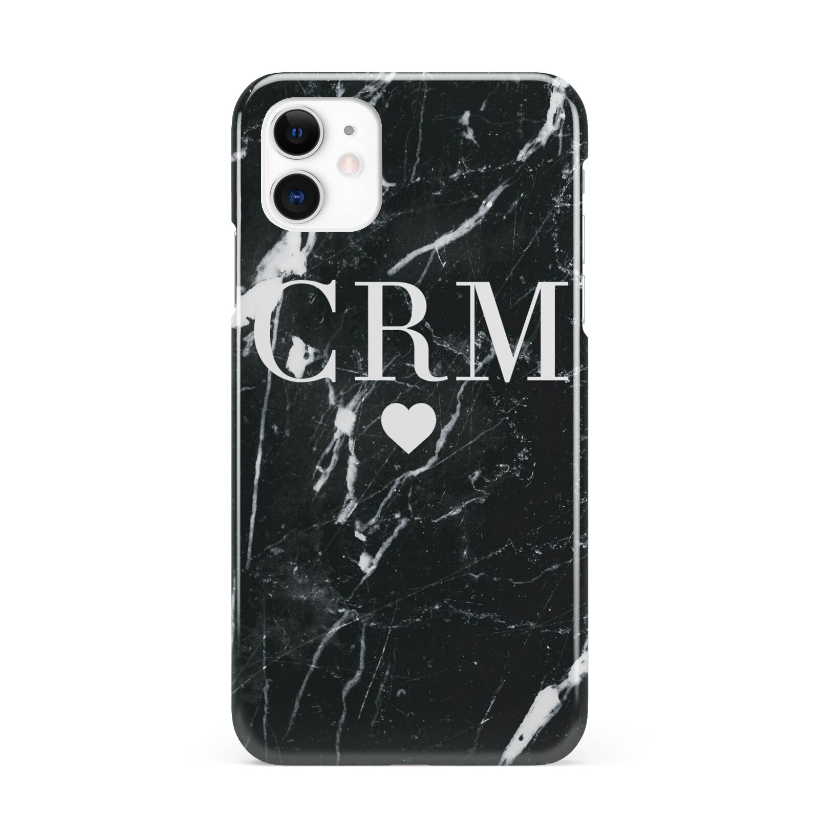Marble Heart Initials Personalised iPhone 11 3D Snap Case