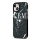 Marble Heart Initials Personalised iPhone 13 Black Impact Case Side Angle on Silver phone