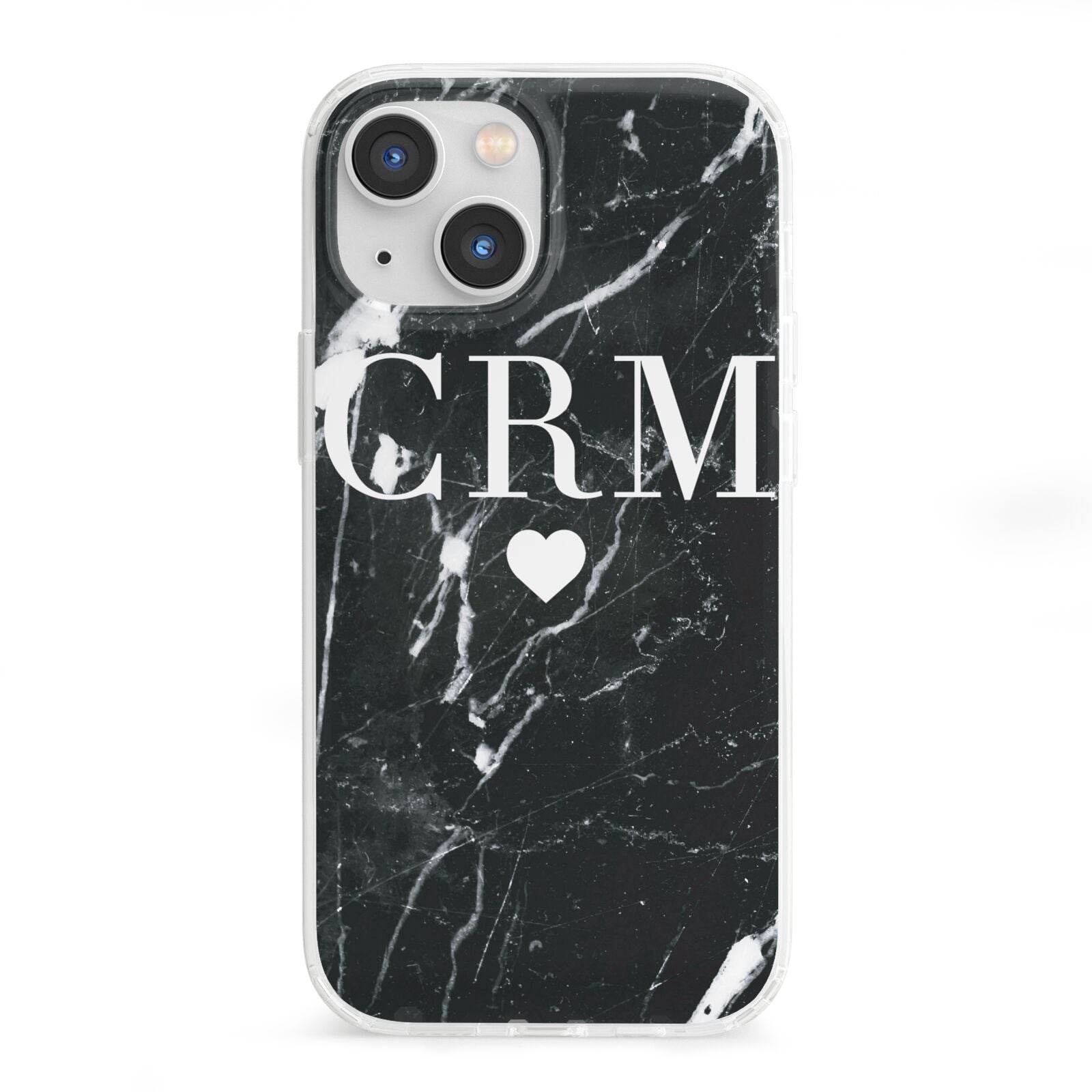 Marble Heart Initials Personalised iPhone 13 Mini Clear Bumper Case