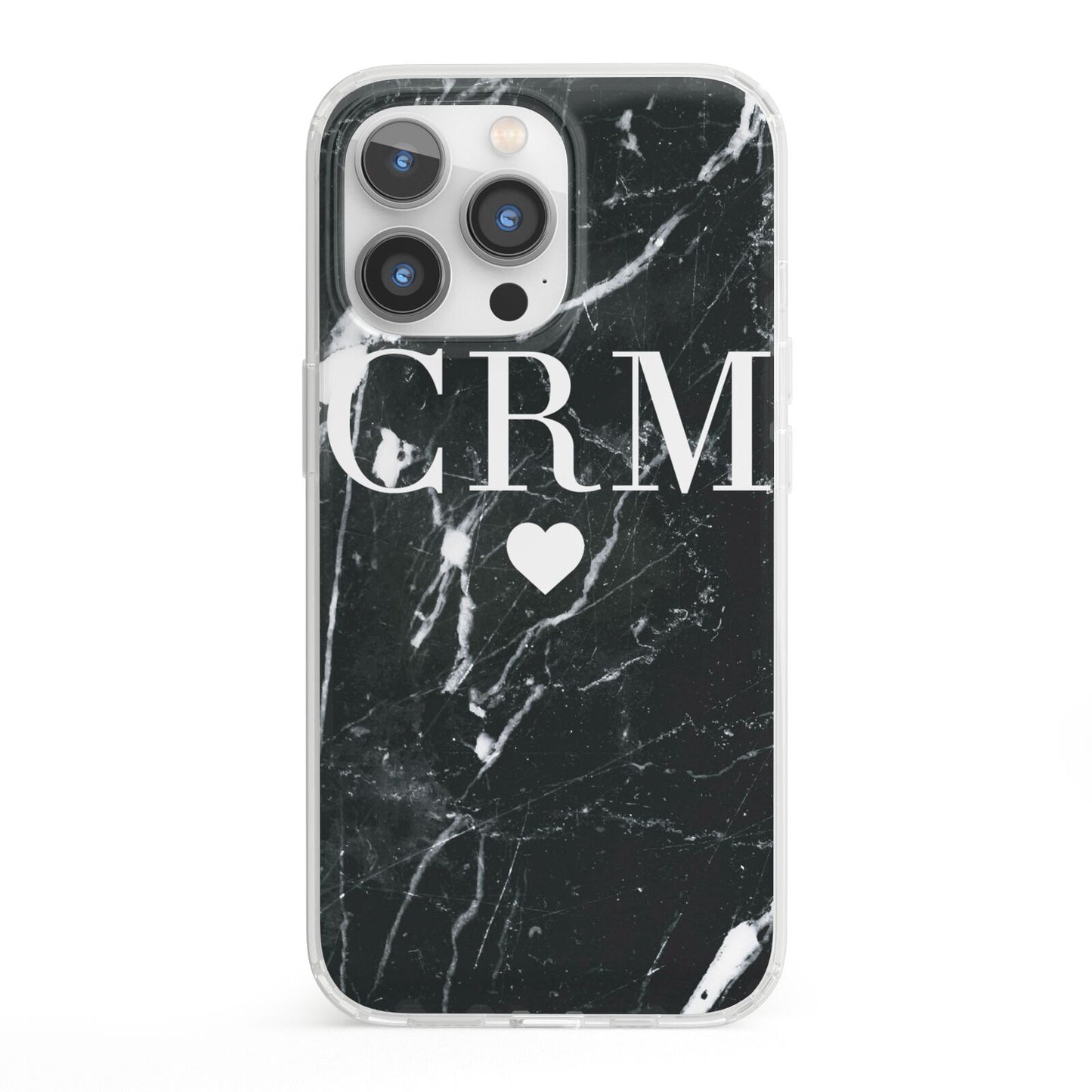 Marble Heart Initials Personalised iPhone 13 Pro Clear Bumper Case