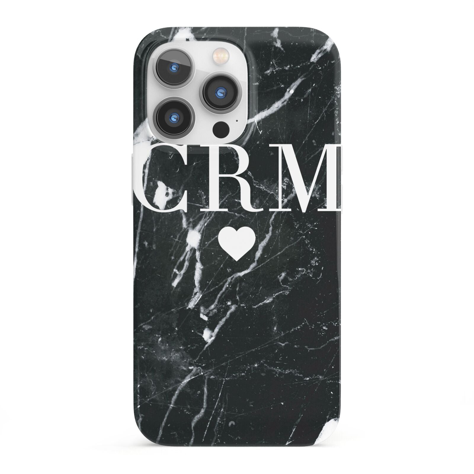 Marble Heart Initials Personalised iPhone 13 Pro Full Wrap 3D Snap Case
