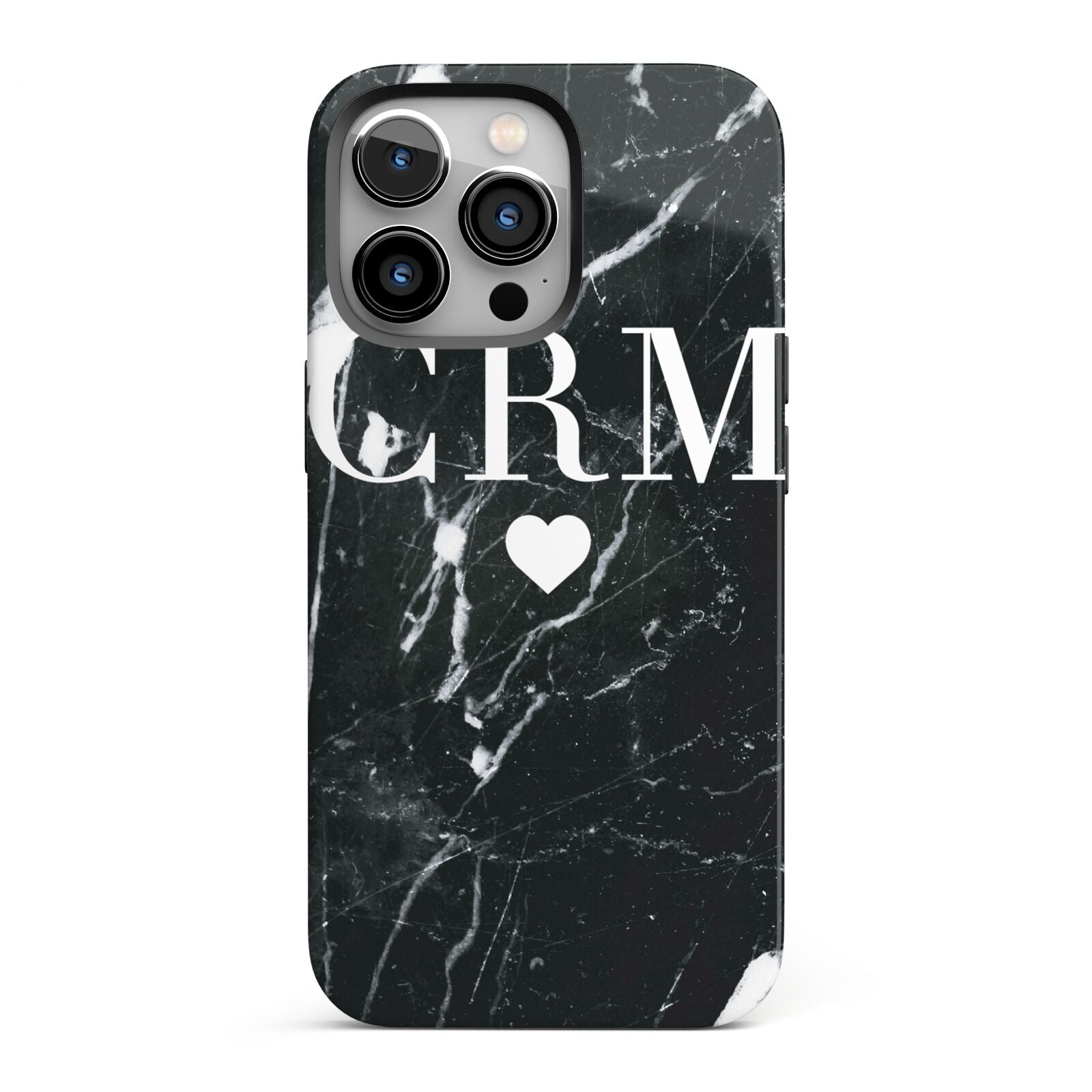 Marble Heart Initials Personalised iPhone 13 Pro Full Wrap 3D Tough Case