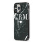 Marble Heart Initials Personalised iPhone 13 Pro Max Black Impact Case Side Angle on Silver phone