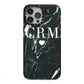 Marble Heart Initials Personalised iPhone 13 Pro Max Black Impact Case on Silver phone