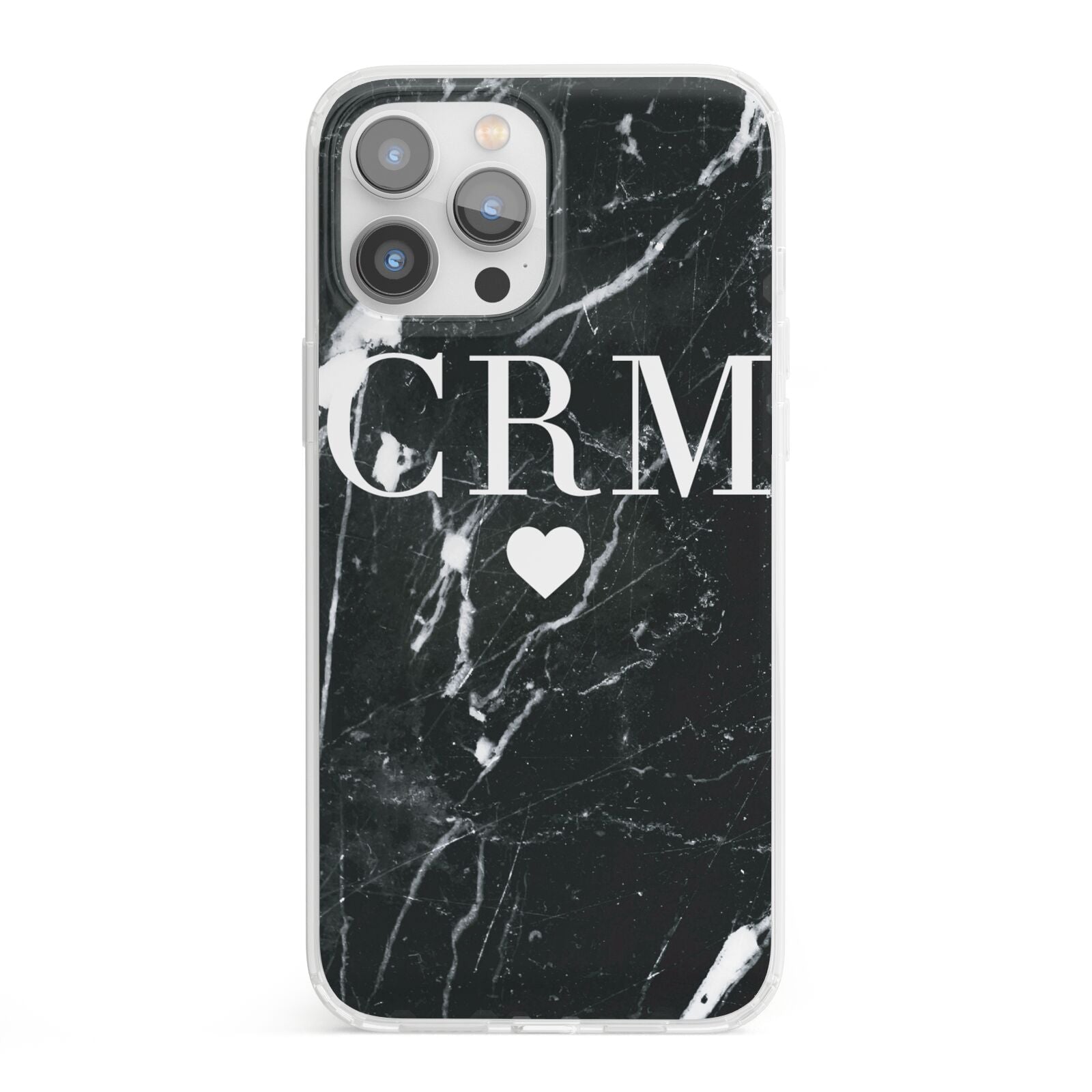 Marble Heart Initials Personalised iPhone 13 Pro Max Clear Bumper Case