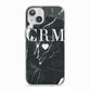 Marble Heart Initials Personalised iPhone 13 TPU Impact Case with White Edges