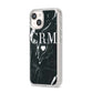 Marble Heart Initials Personalised iPhone 14 Clear Tough Case Starlight Angled Image