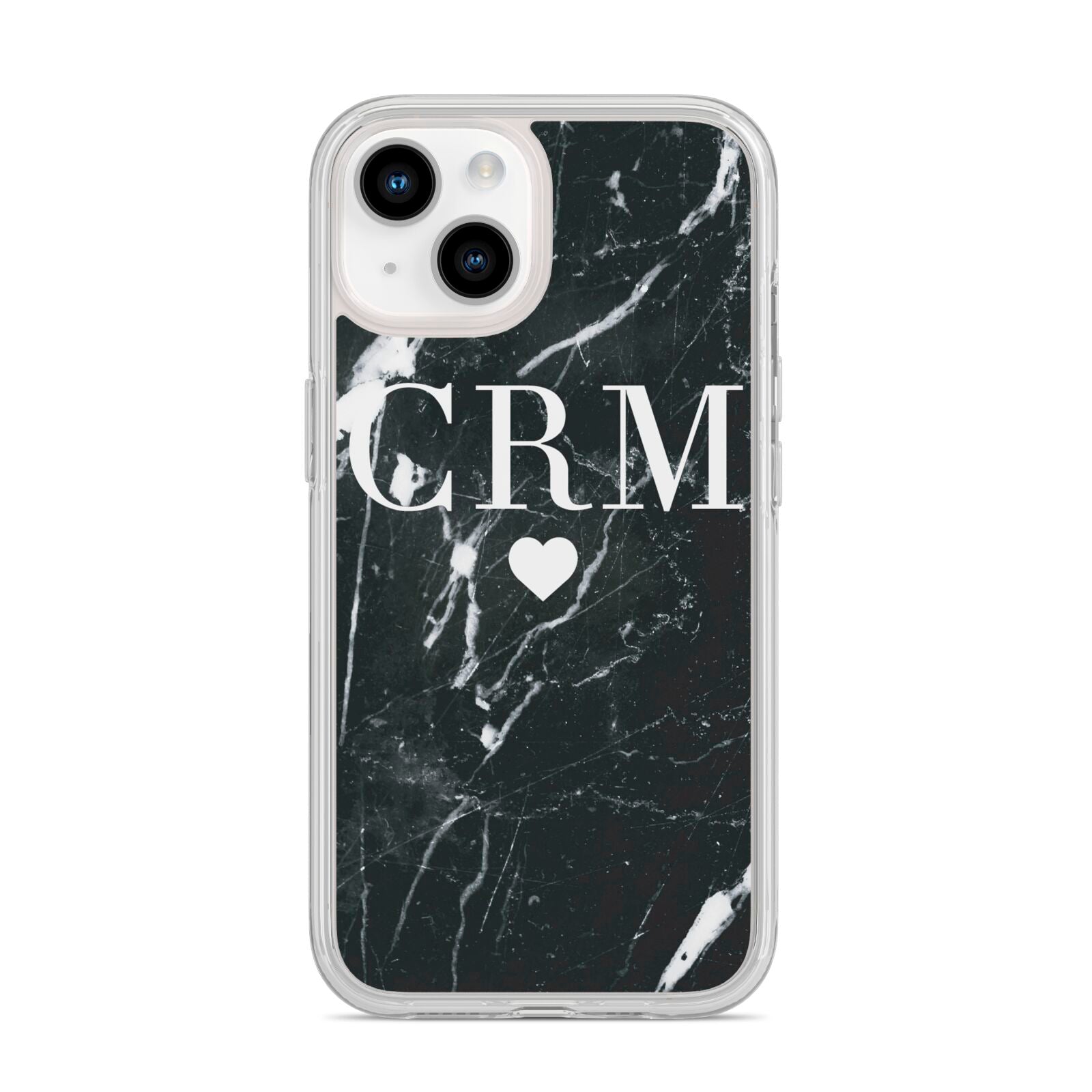 Marble Heart Initials Personalised iPhone 14 Clear Tough Case Starlight