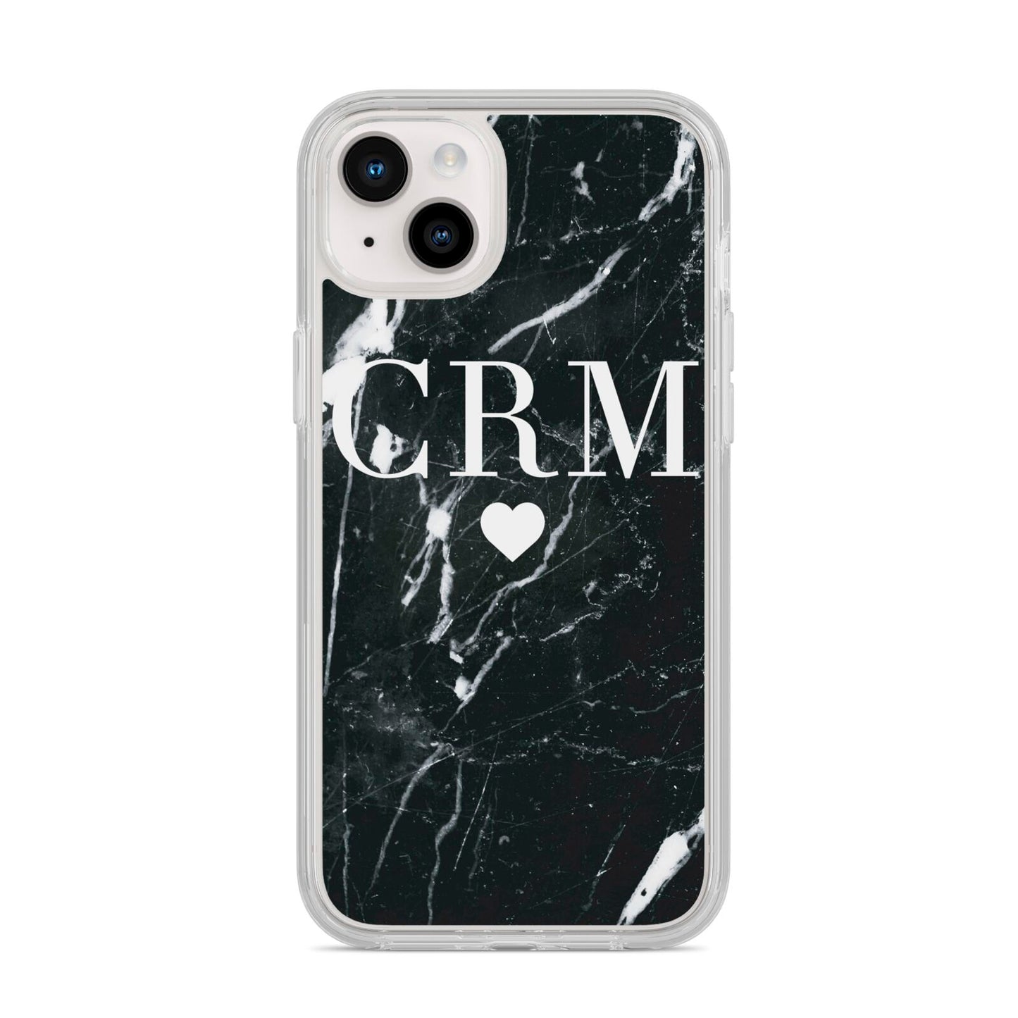Marble Heart Initials Personalised iPhone 14 Plus Clear Tough Case Starlight