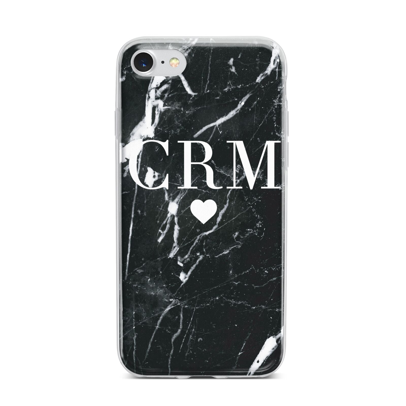 Marble Heart Initials Personalised iPhone 7 Bumper Case on Silver iPhone