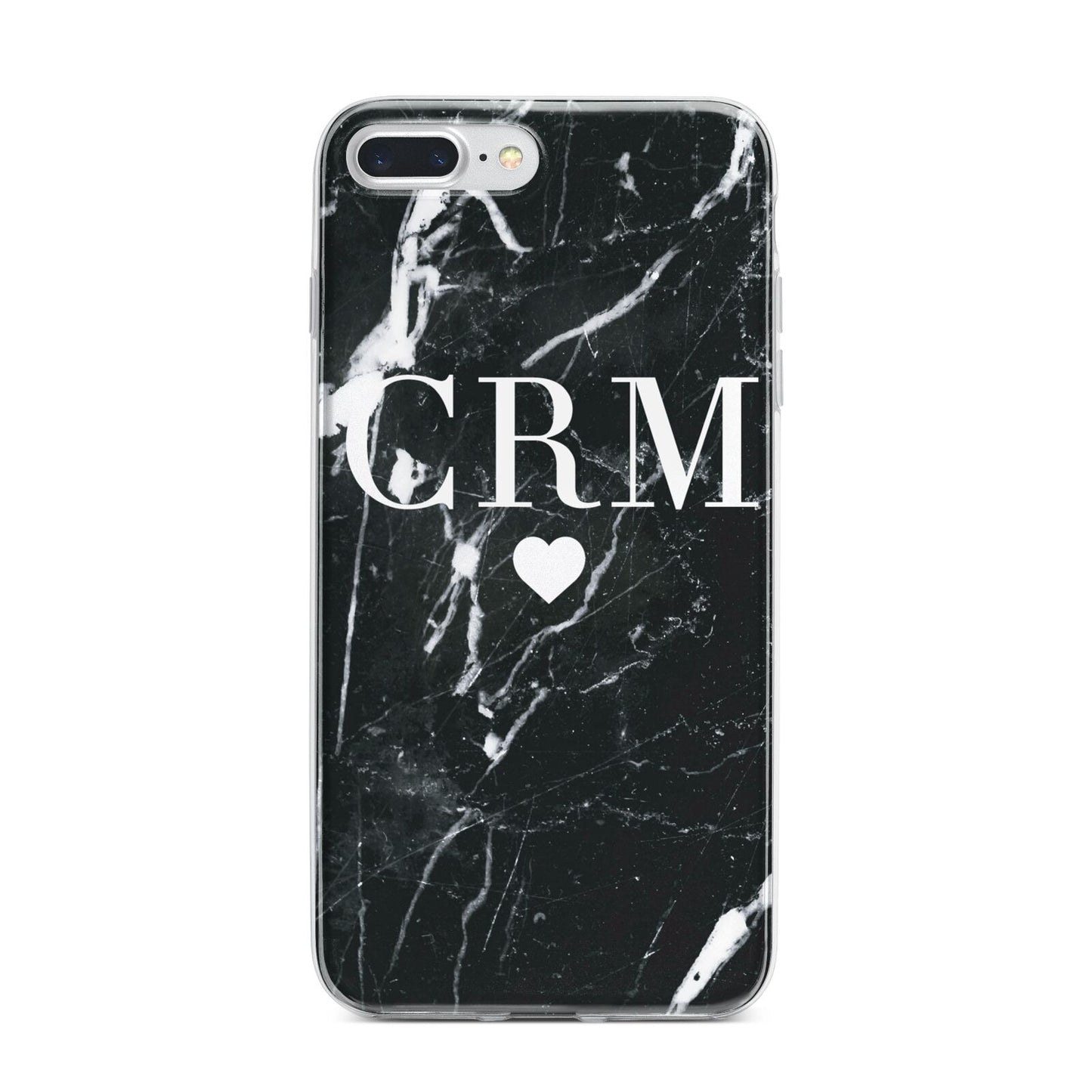 Marble Heart Initials Personalised iPhone 7 Plus Bumper Case on Silver iPhone