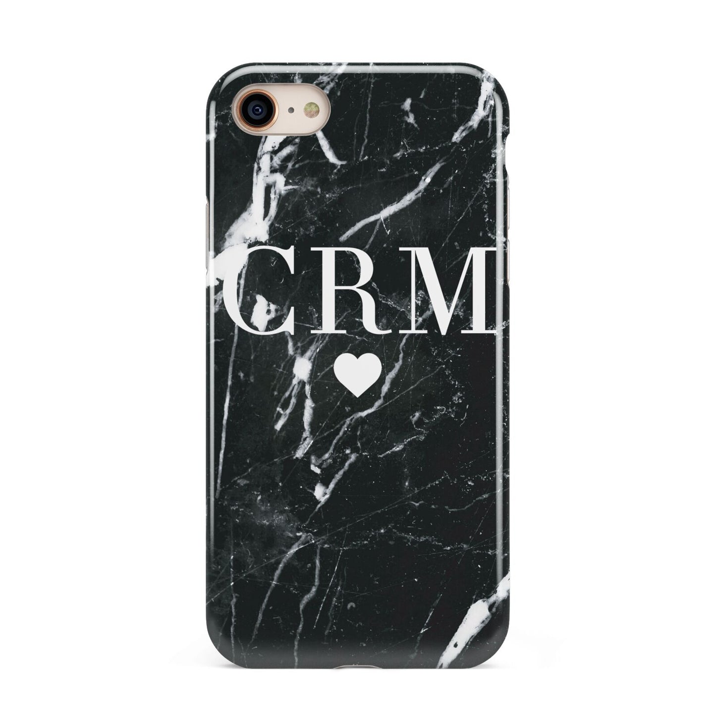 Marble Heart Initials Personalised iPhone 8 3D Tough Case on Gold Phone