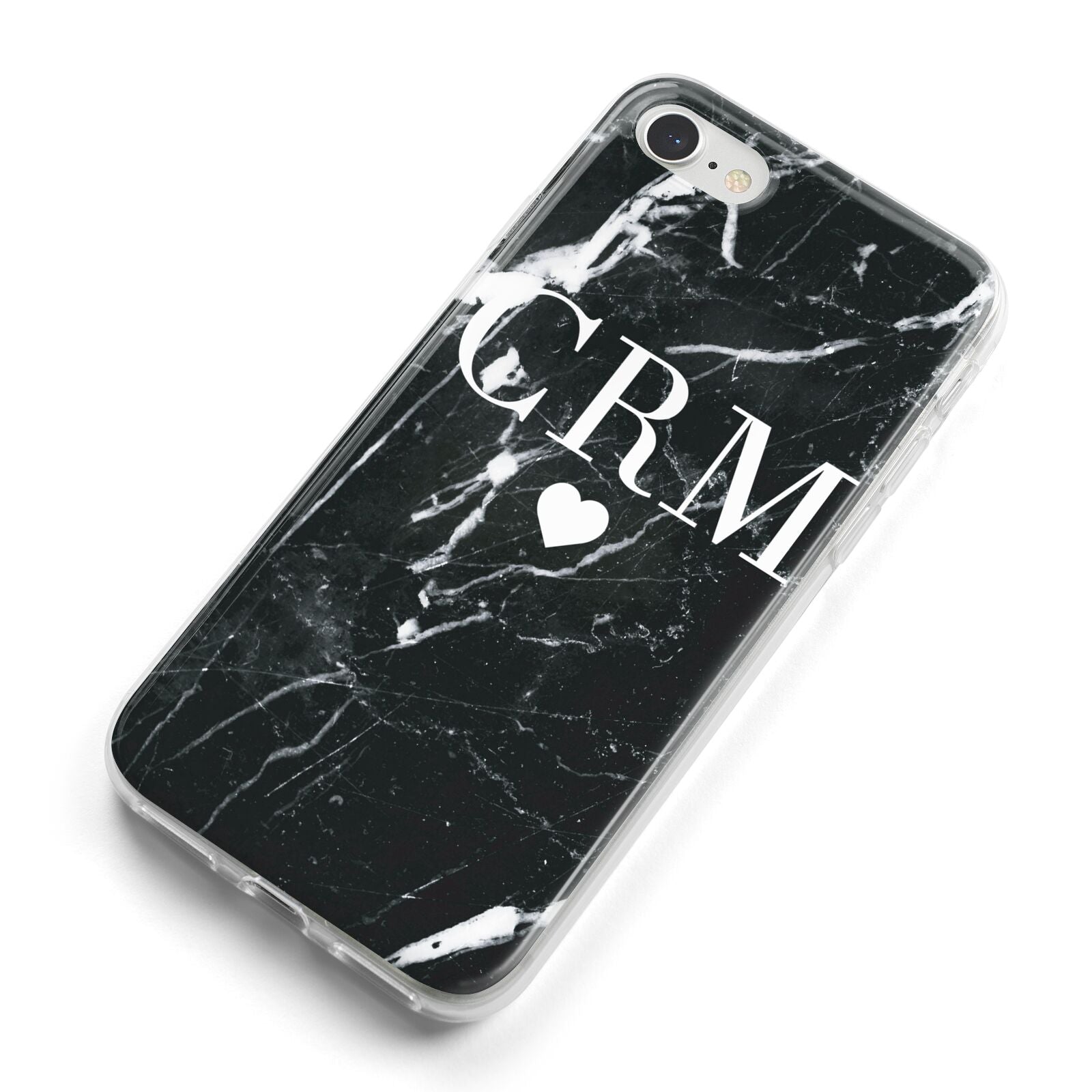 Marble Heart Initials Personalised iPhone 8 Bumper Case on Silver iPhone Alternative Image