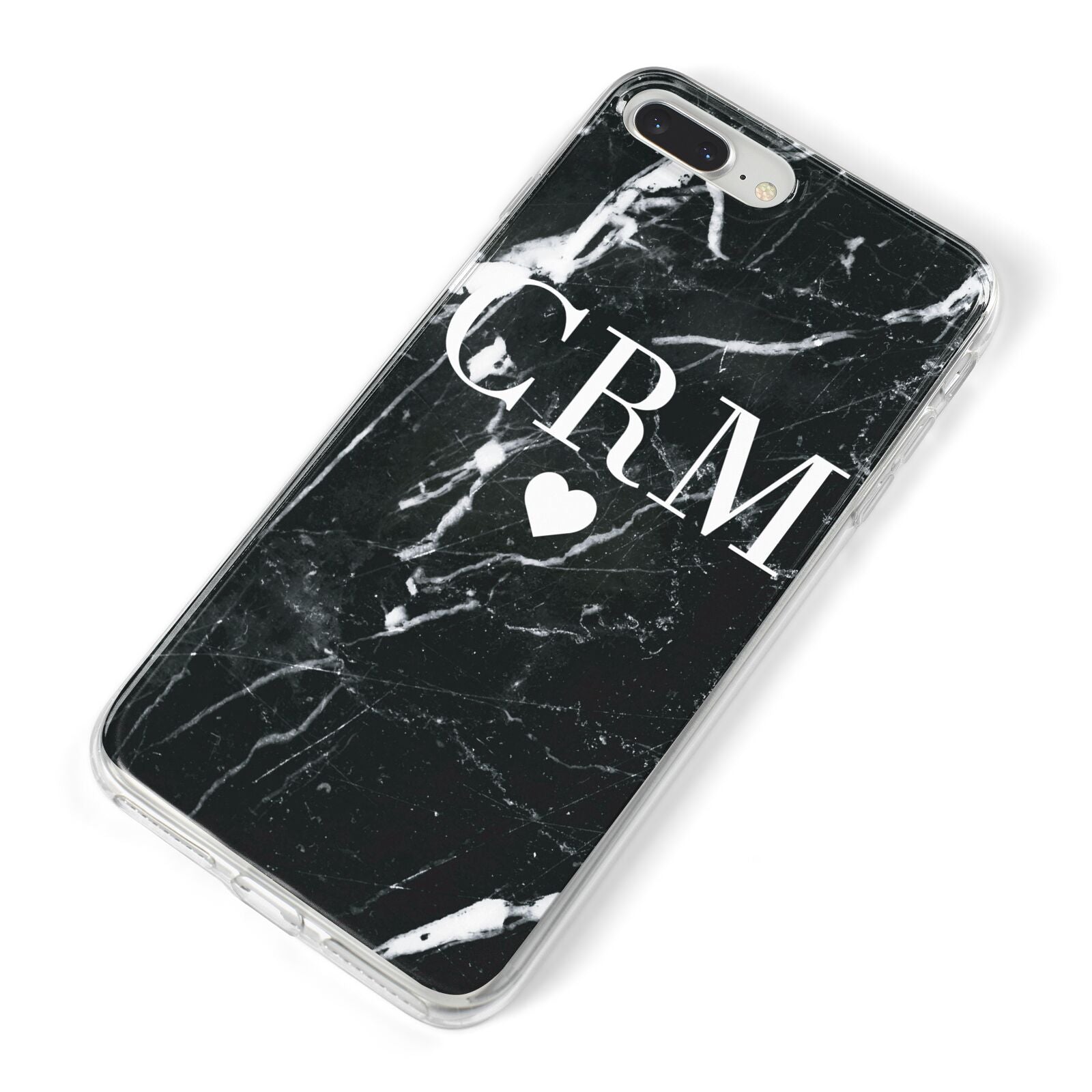 Marble Heart Initials Personalised iPhone 8 Plus Bumper Case on Silver iPhone Alternative Image