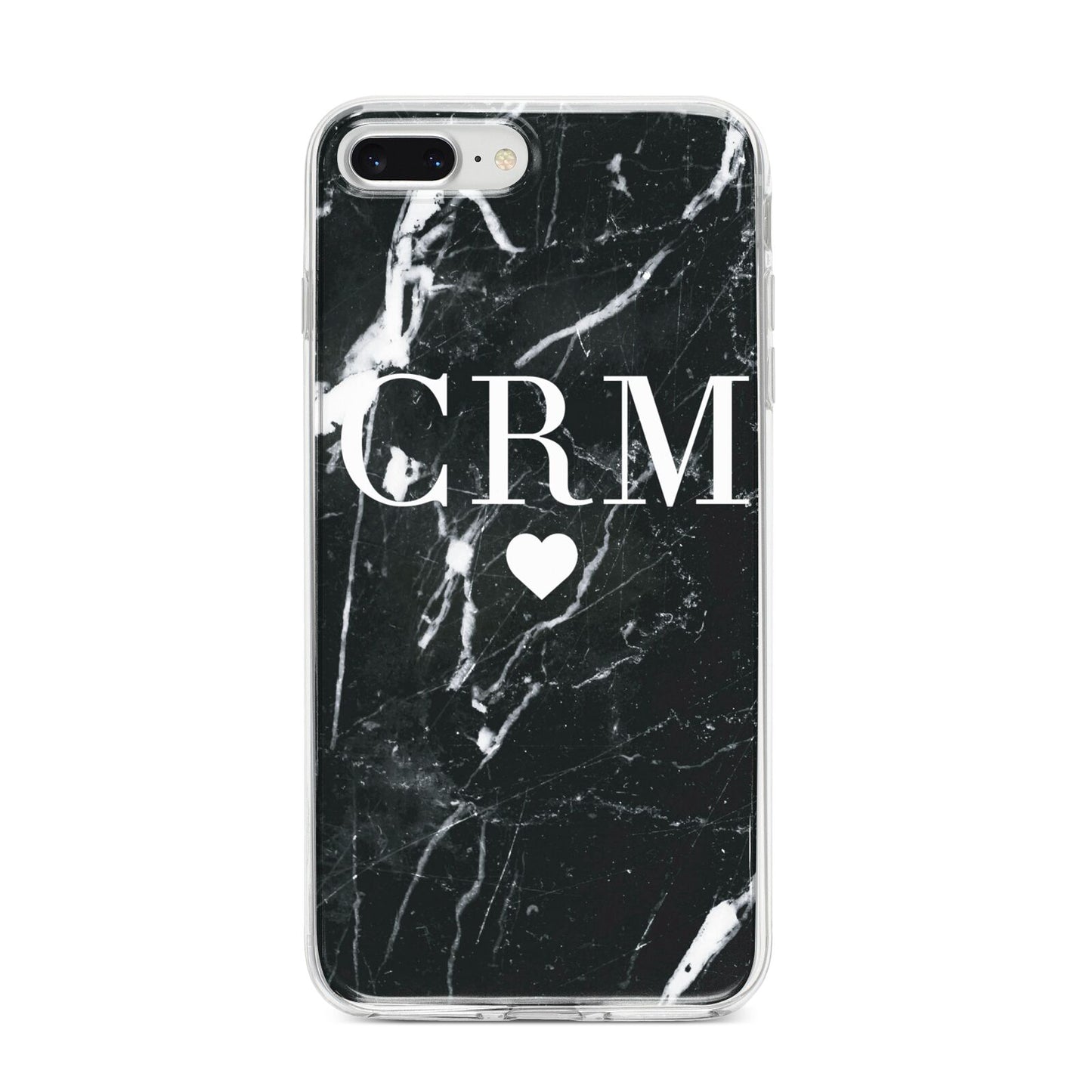 Marble Heart Initials Personalised iPhone 8 Plus Bumper Case on Silver iPhone