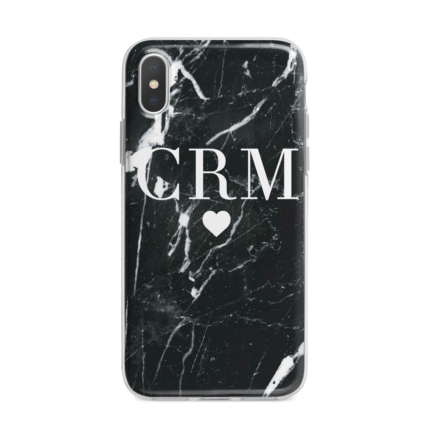 Marble Heart Initials Personalised iPhone X Bumper Case on Silver iPhone Alternative Image 1