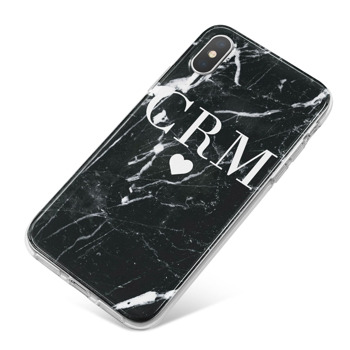 Marble Heart Initials Personalised iPhone X Bumper Case on Silver iPhone