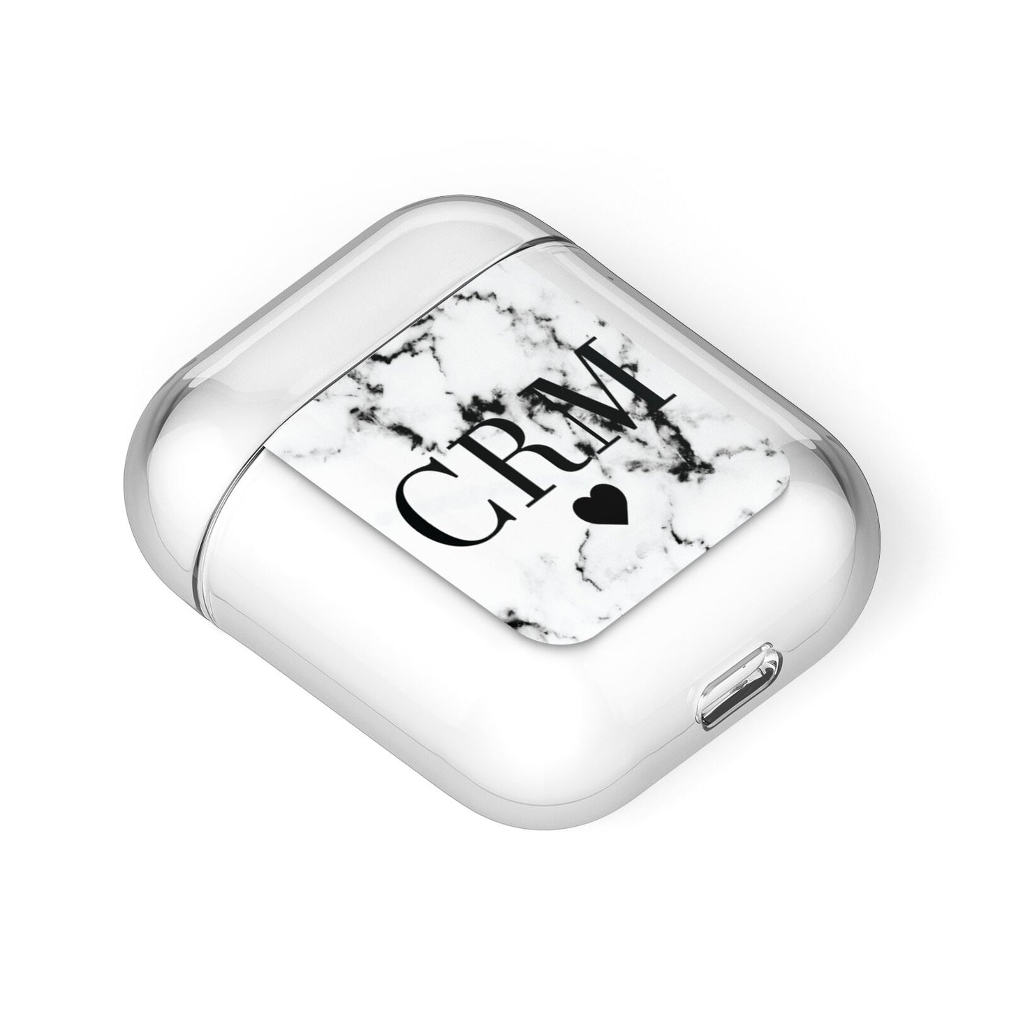 Marble Heart Personalised Initials AirPods Case Laid Flat