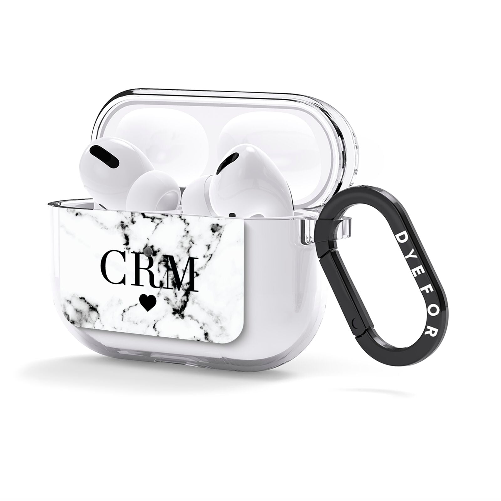 Marble Heart Personalised Initials AirPods Clear Case 3rd Gen Side Image