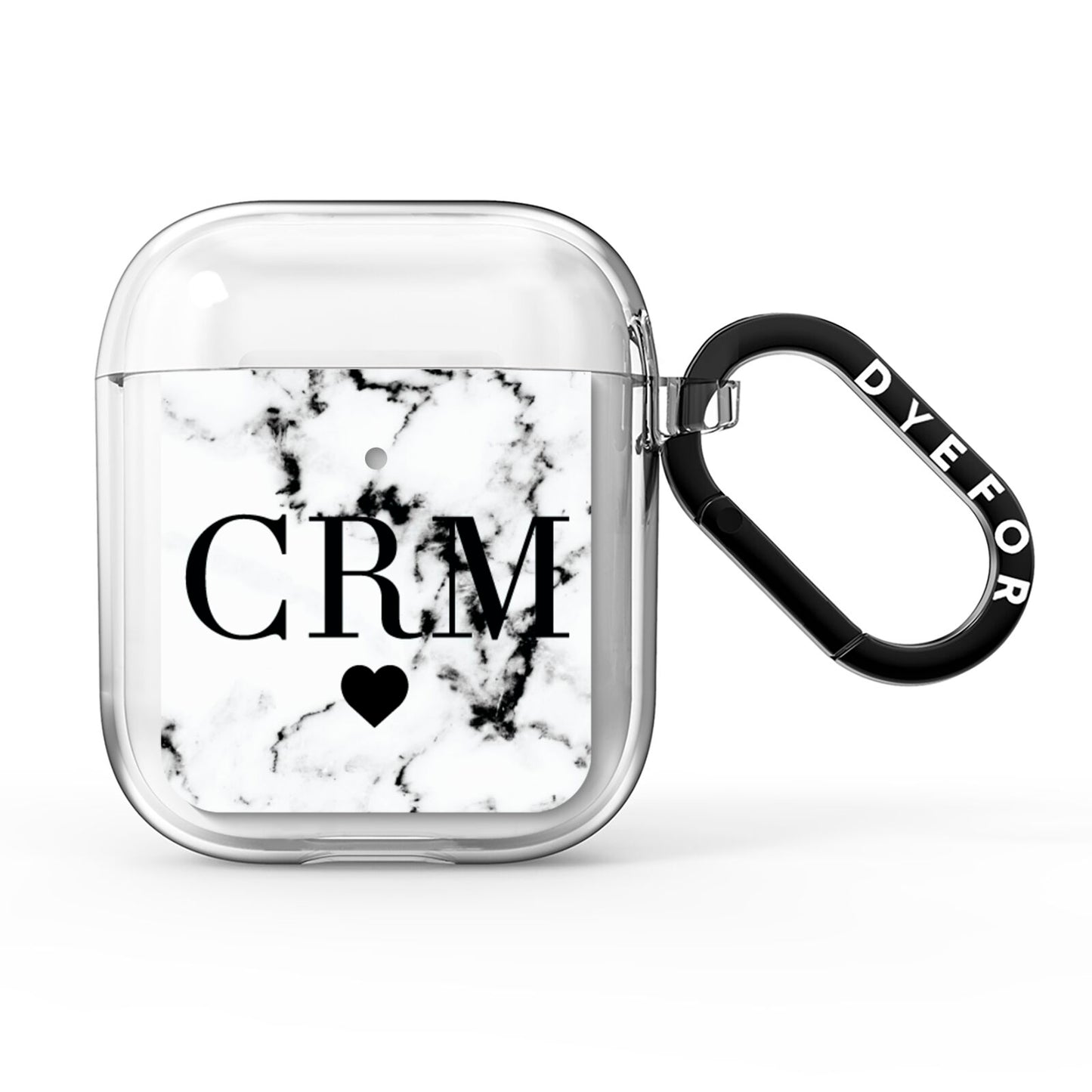 Marble Heart Personalised Initials AirPods Clear Case