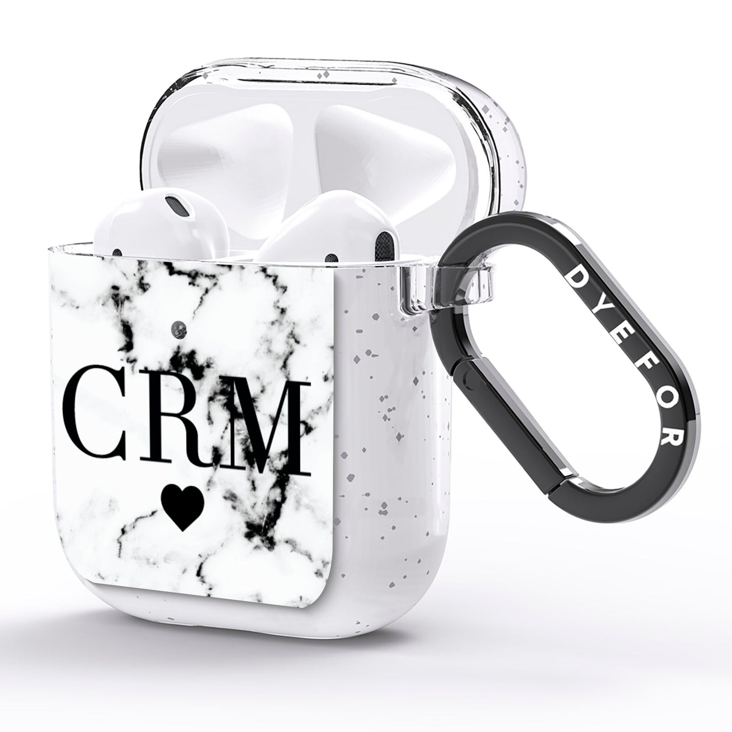 Marble Heart Personalised Initials AirPods Glitter Case Side Image
