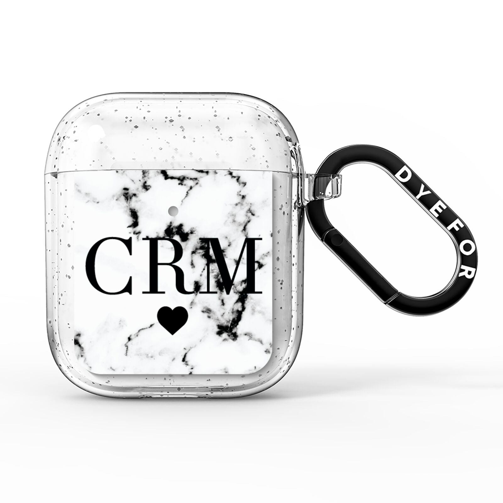 Marble Heart Personalised Initials AirPods Glitter Case