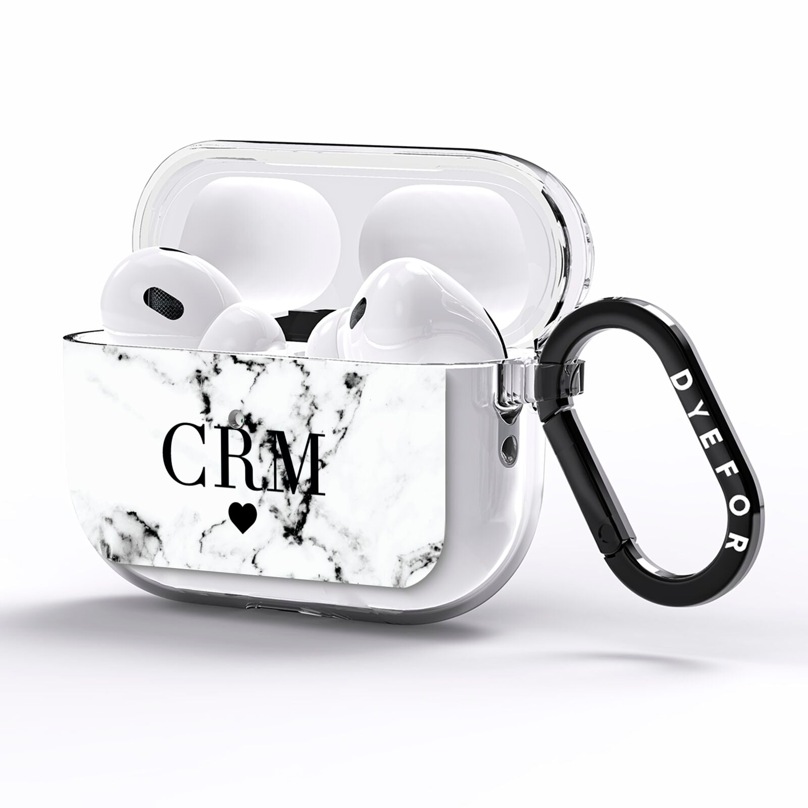 Marble Heart Personalised Initials AirPods Pro Clear Case Side Image