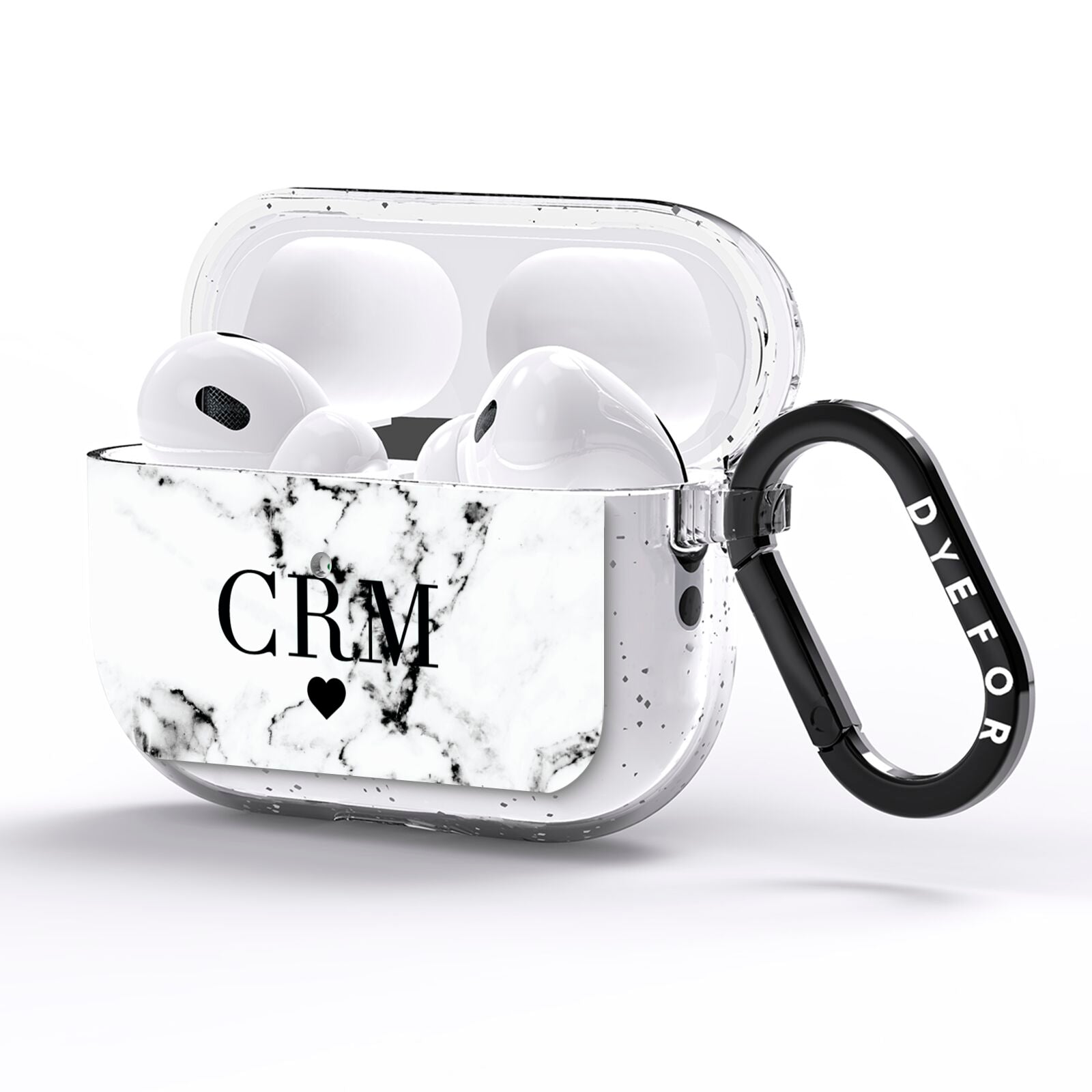 Marble Heart Personalised Initials AirPods Pro Glitter Case Side Image