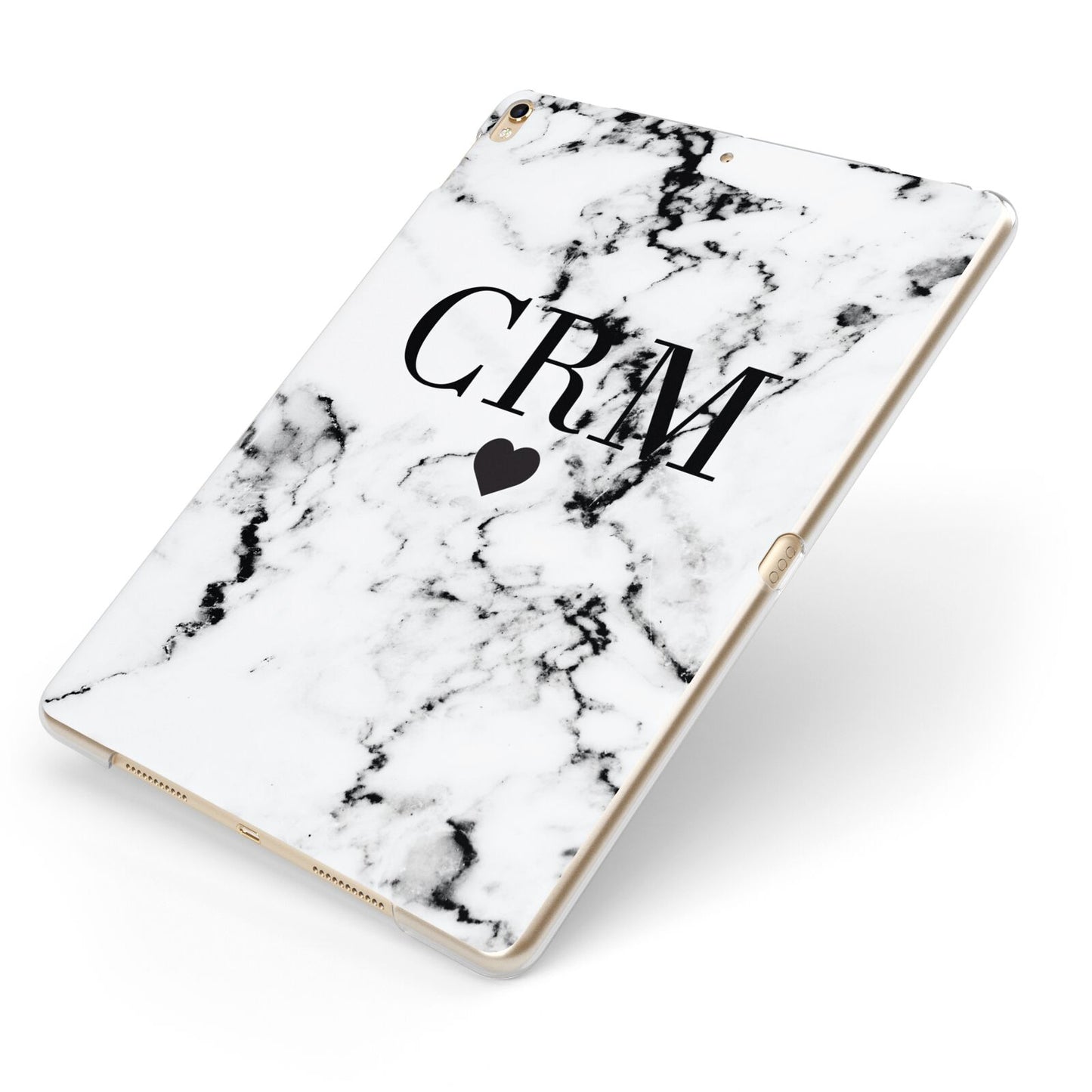 Marble Heart Personalised Initials Apple iPad Case on Gold iPad Side View