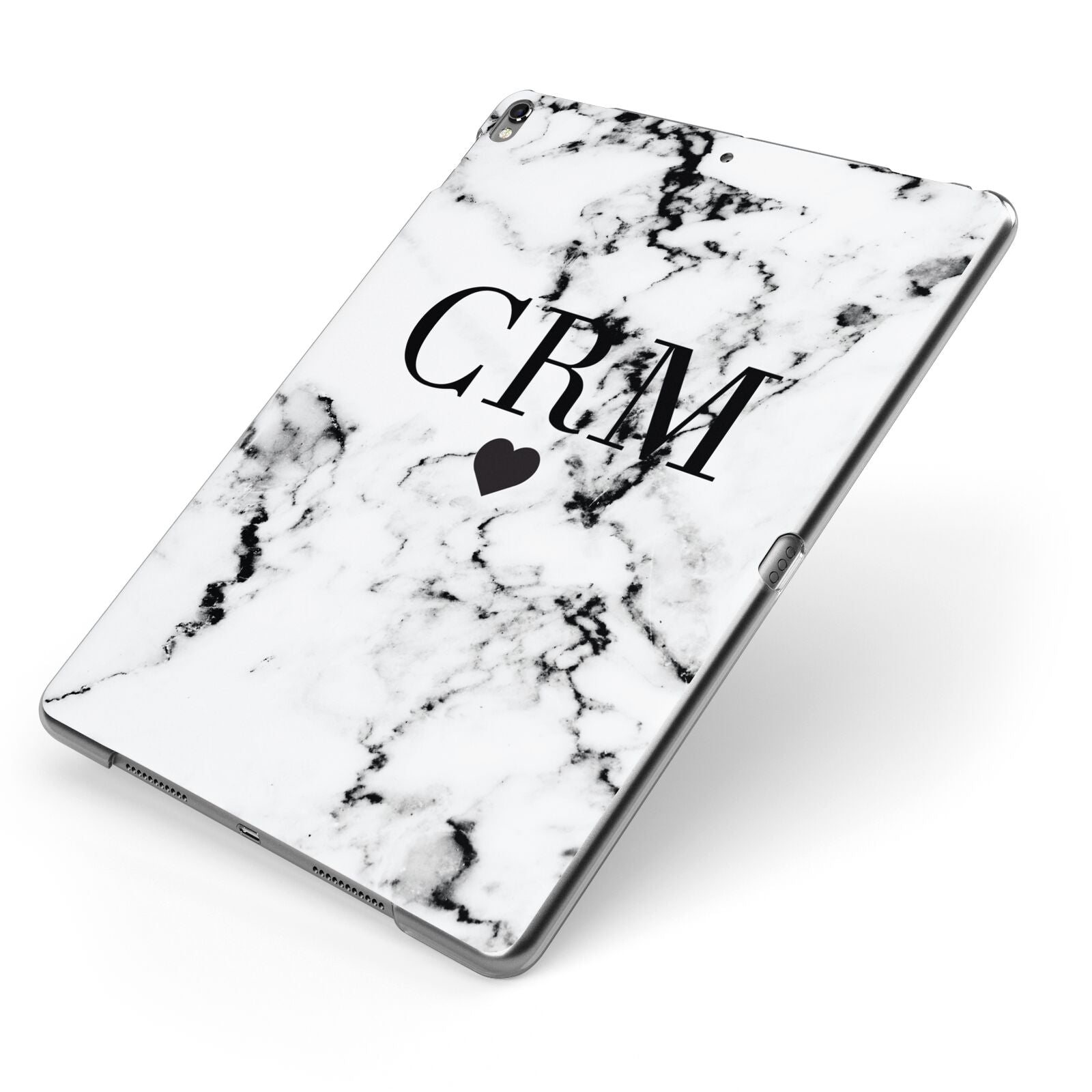 Marble Heart Personalised Initials Apple iPad Case on Grey iPad Side View